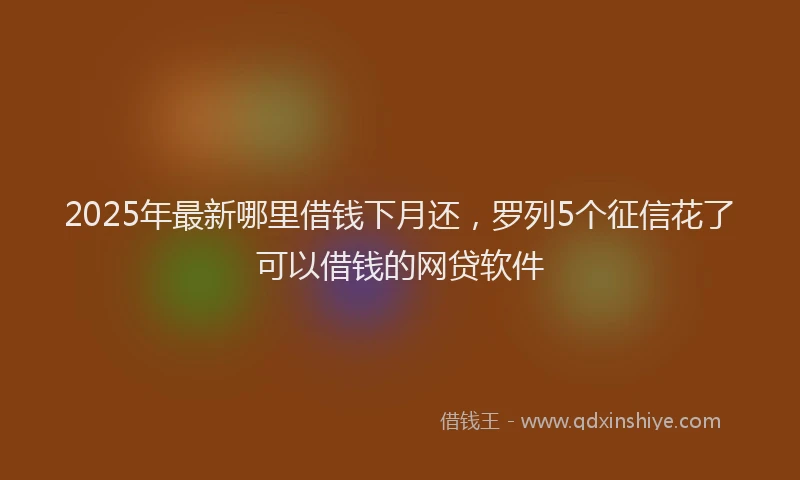 2025年最新哪里借钱下月还，罗列5个征信花了可以借钱的网贷软件