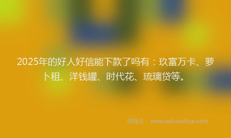 2025年的好人好信能下款了吗有：玖富万卡、萝卜租、洋钱罐、时代花、琉璃贷等。