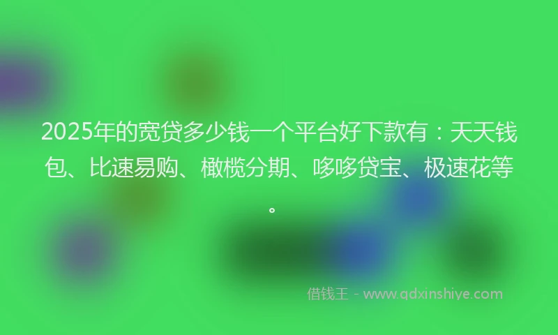 2025年的宽贷多少钱一个平台好下款有：天天钱包、比速易购、橄榄分期、哆哆贷宝、极速花等。