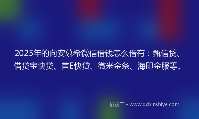 2025年的向安慕希微信借钱怎么借有：甄信贷、借贷宝快贷、首E快贷、微米金条、海印金服等。