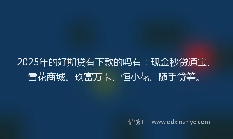 2025年的好期贷有下款的吗有：现金秒贷通宝、雪花商城、玖富万卡、恒小花、随手贷等。