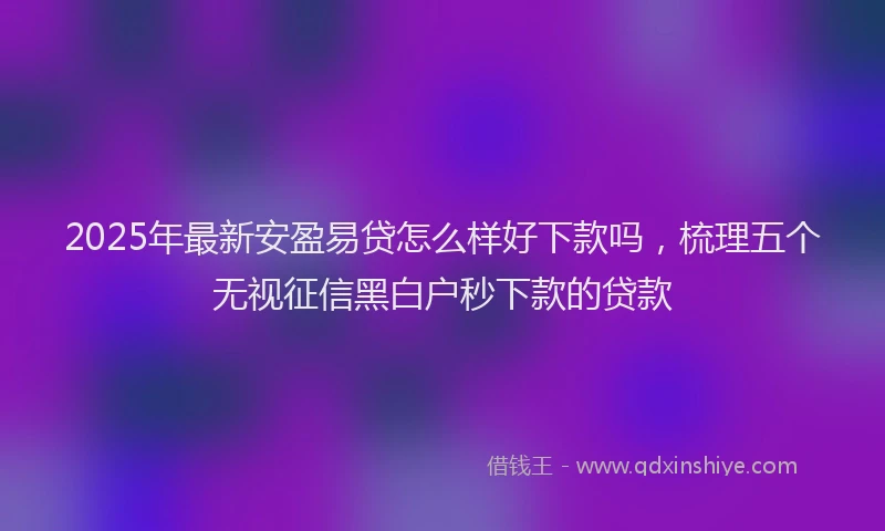 2025年最新安盈易贷怎么样好下款吗，梳理五个无视征信黑白户秒下款的贷款