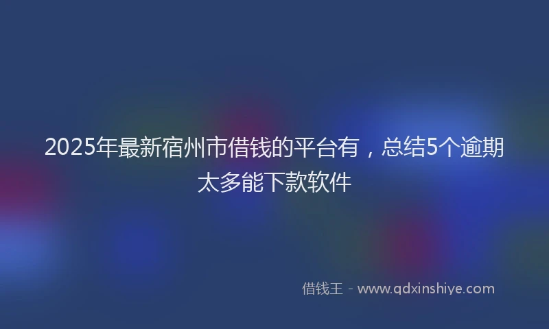 2025年最新宿州市借钱的平台有，总结5个逾期太多能下款软件