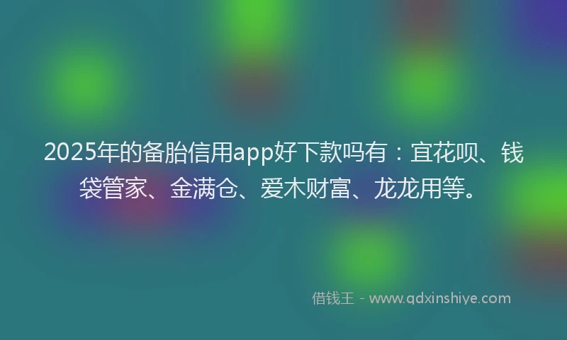 2025年的备胎信用app好下款吗有：宜花呗、钱袋管家、金满仓、爱木财富、龙龙用等。