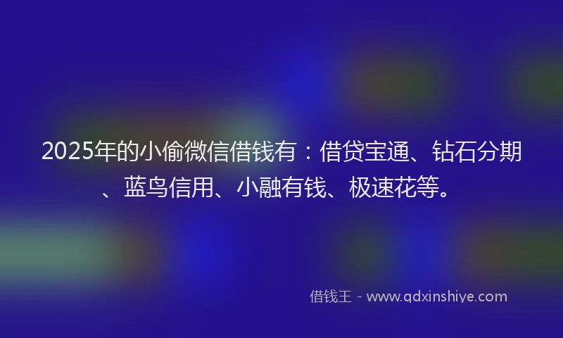 2025年的小偷微信借钱有：借贷宝通、钻石分期、蓝鸟信用、小融有钱、极速花等。