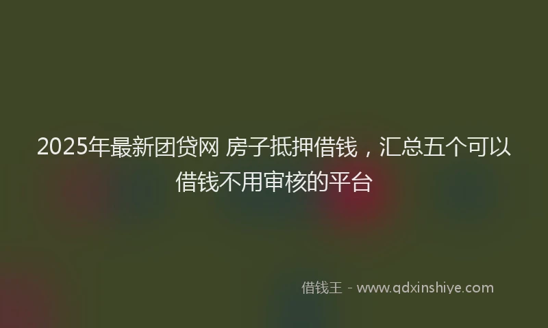 2025年最新团贷网 房子抵押借钱，汇总五个可以借钱不用审核的平台