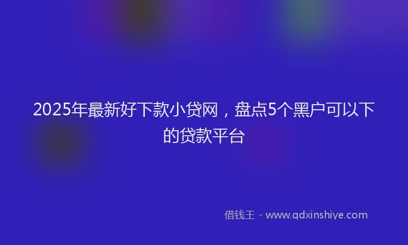 2025年最新好下款小贷网，盘点5个黑户可以下的贷款平台