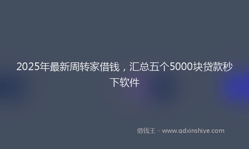 2025年最新周转家借钱，汇总五个5000块贷款秒下软件