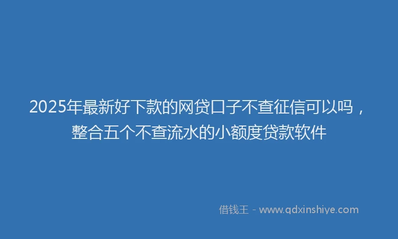 2025年最新好下款的网贷口子不查征信可以吗，整合五个不查流水的小额度贷款软件