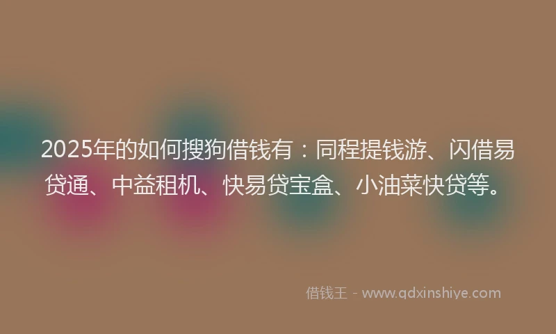 2025年的如何搜狗借钱有：同程提钱游、闪借易贷通、中益租机、快易贷宝盒、小油菜快贷等。