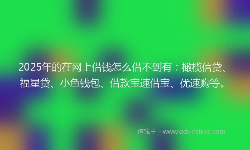 2025年的在网上借钱怎么借不到有：橄榄信贷、福星贷、小鱼钱包、借款宝速借宝、优速购等。
