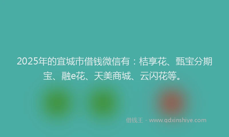 2025年的宜城市借钱微信有：桔享花、甄宝分期宝、融e花、天美商城、云闪花等。