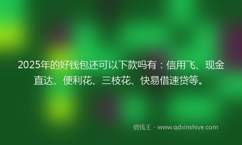 2025年的好钱包还可以下款吗有：信用飞、现金直达、便利花、三枝花、快易借速贷等。