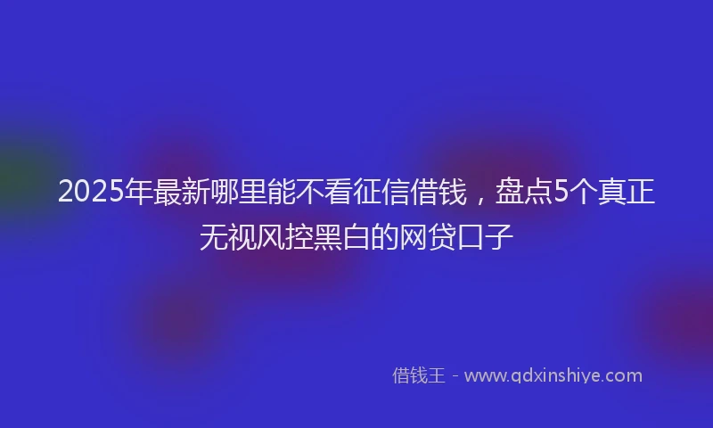 2025年最新哪里能不看征信借钱，盘点5个真正无视风控黑白的网贷口子