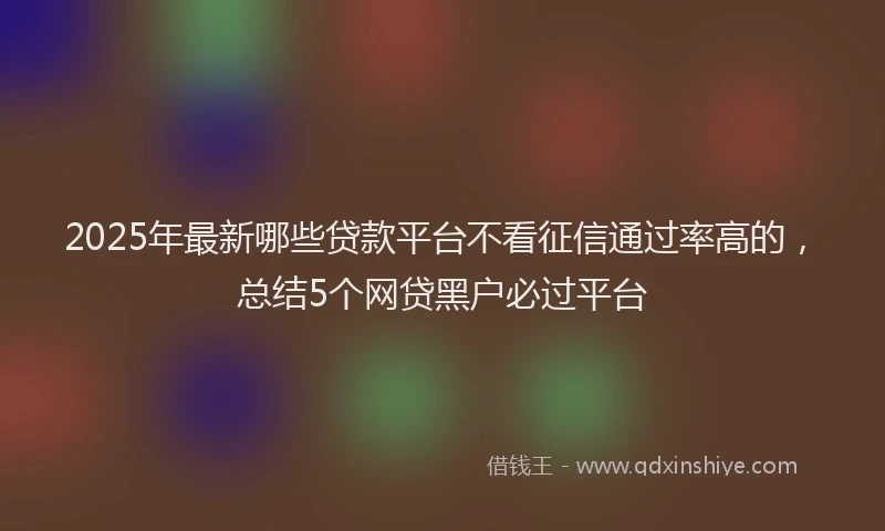 2025年最新哪些贷款平台不看征信通过率高的，总结5个网贷黑户必过平台