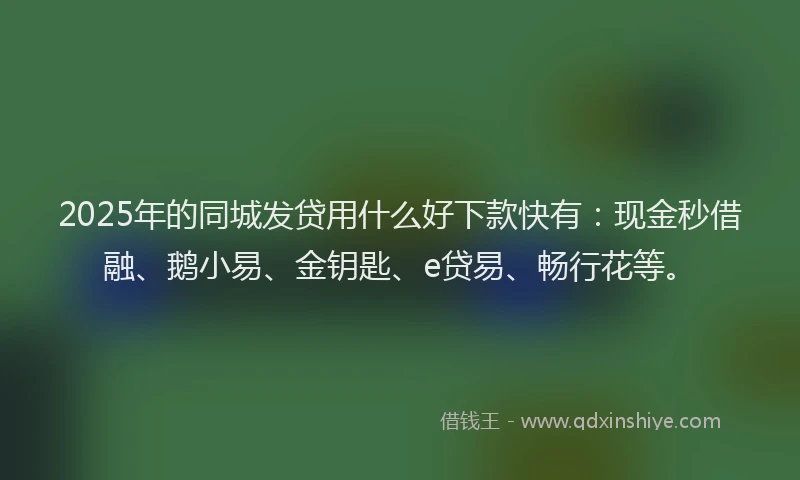 2025年的同城发贷用什么好下款快有：现金秒借融、鹅小易、金钥匙、e贷易、畅行花等。