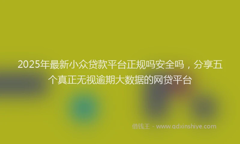 2025年最新小众贷款平台正规吗安全吗，分享五个真正无视逾期大数据的网贷平台