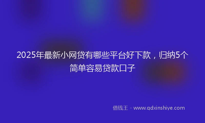 2025年最新小网贷有哪些平台好下款，归纳5个简单容易贷款口子