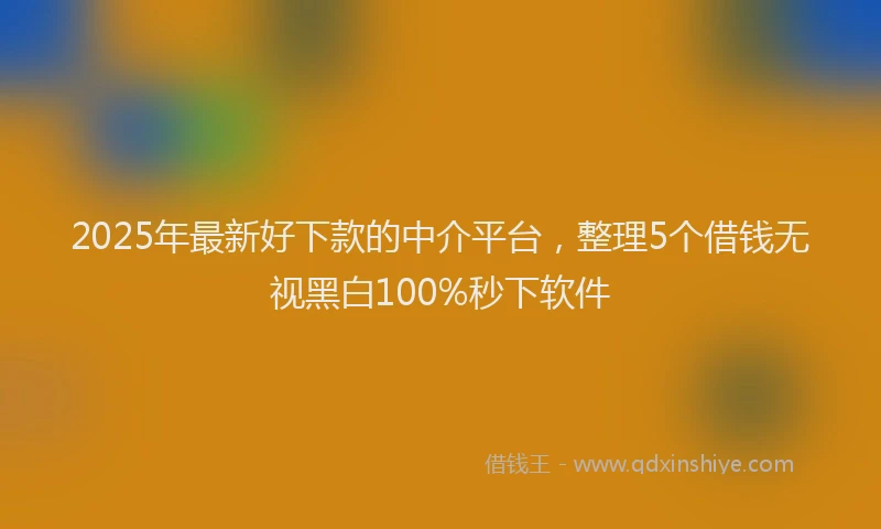 2025年最新好下款的中介平台，整理5个借钱无视黑白100%秒下软件