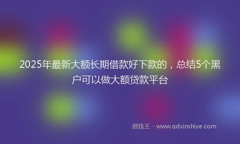2025年最新大额长期借款好下款的，总结5个黑户可以做大额贷款平台