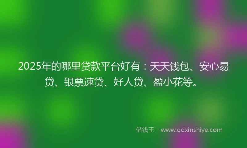 2025年的哪里贷款平台好有：天天钱包、安心易贷、银票速贷、好人贷、盈小花等。