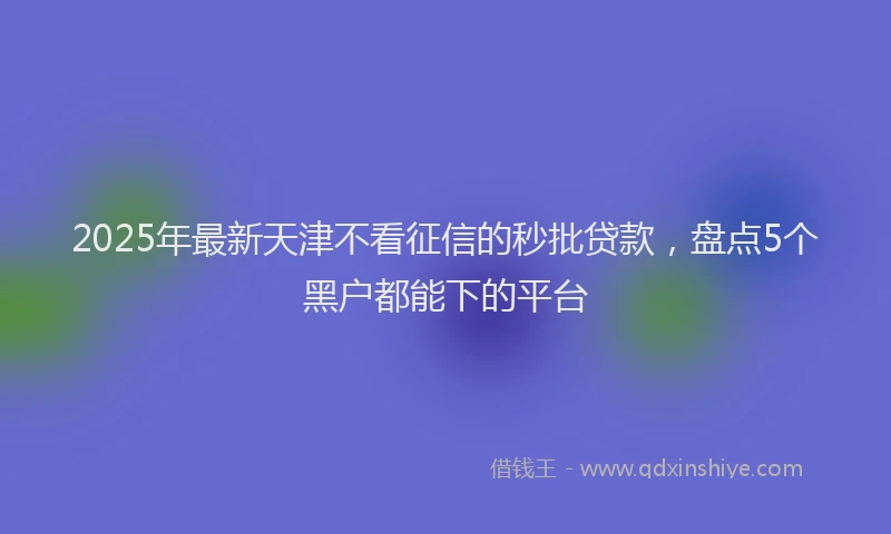 2025年最新天津不看征信的秒批贷款，盘点5个黑户都能下的平台