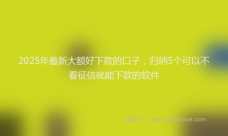 2025年最新大额好下款的口子，归纳5个可以不看征信就能下款的软件