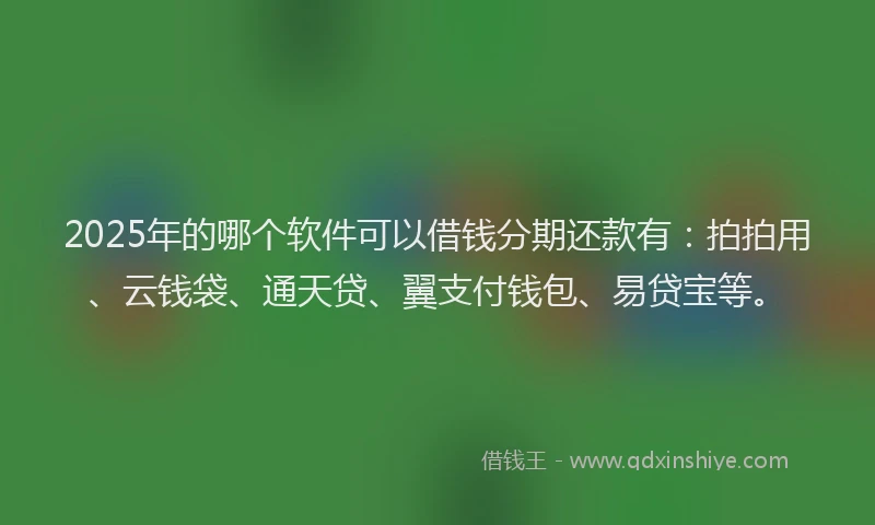2025年的哪个软件可以借钱分期还款有：拍拍用、云钱袋、通天贷、翼支付钱包、易贷宝等。