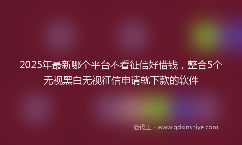 2025年最新哪个平台不看征信好借钱，整合5个无视黑白无视征信申请就下款的软件