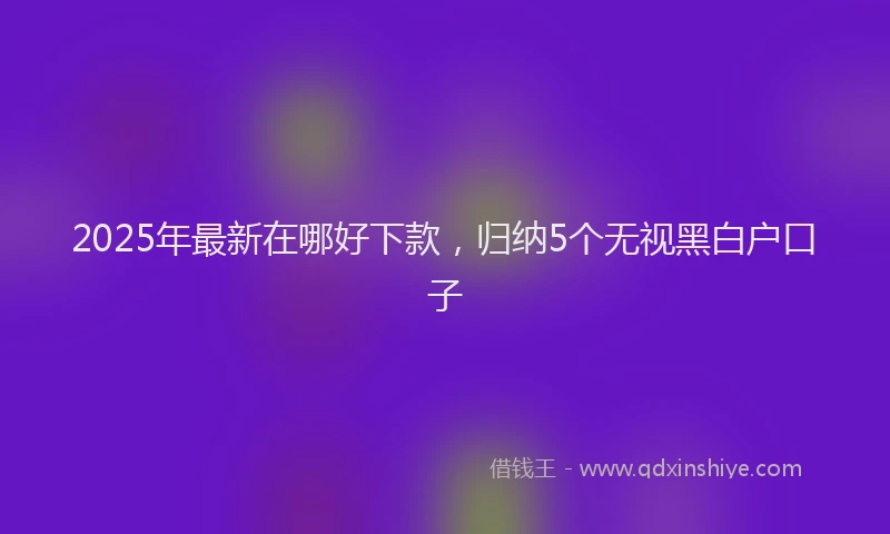 2025年最新在哪好下款，归纳5个无视黑白户口子