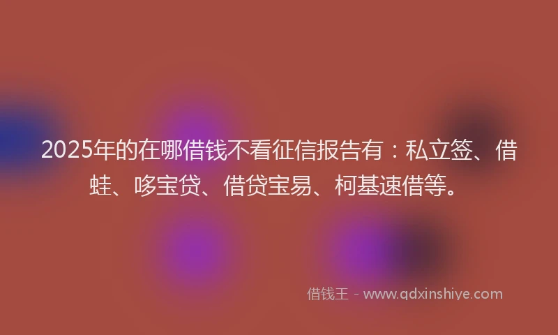 2025年的在哪借钱不看征信报告有：私立签、借蛙、哆宝贷、借贷宝易、柯基速借等。