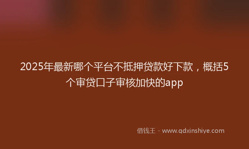 2025年最新哪个平台不抵押贷款好下款，概括5个审贷口子审核加快的app