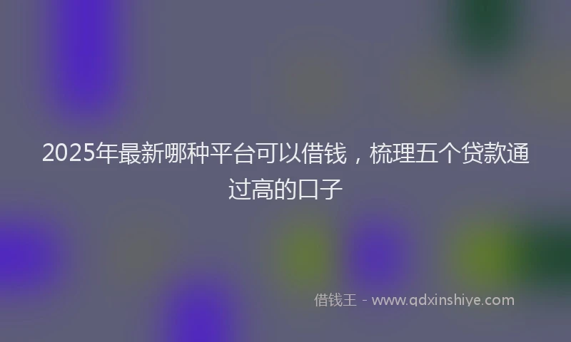 2025年最新哪种平台可以借钱，梳理五个贷款通过高的口子