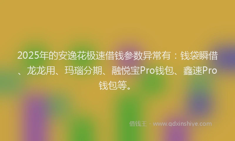 2025年的安逸花极速借钱参数异常有：钱袋瞬借、龙龙用、玛瑙分期、融悦宝Pro钱包、鑫速Pro钱包等。