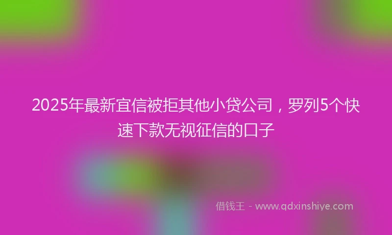 2025年最新宜信被拒其他小贷公司，罗列5个快速下款无视征信的口子