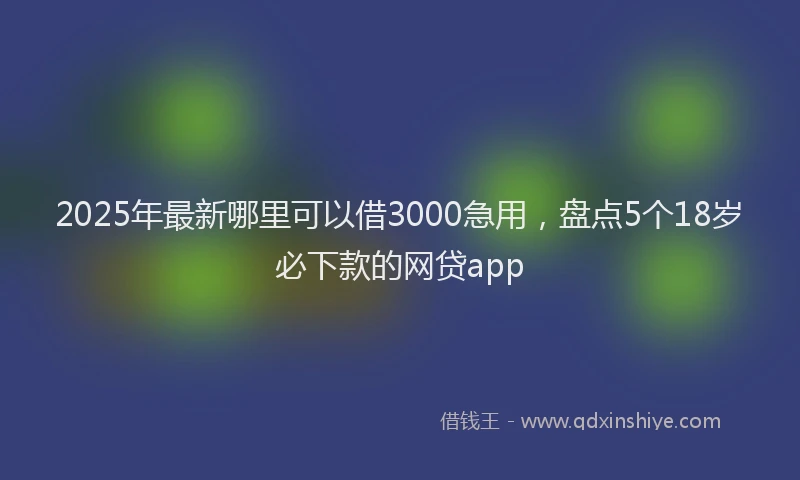 2025年最新哪里可以借3000急用，盘点5个18岁必下款的网贷app