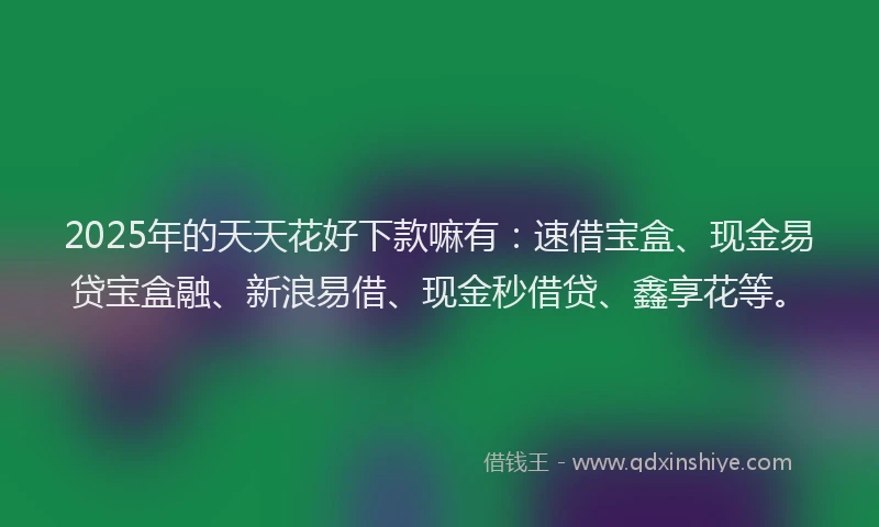2025年的天天花好下款嘛有：速借宝盒、现金易贷宝盒融、新浪易借、现金秒借贷、鑫享花等。