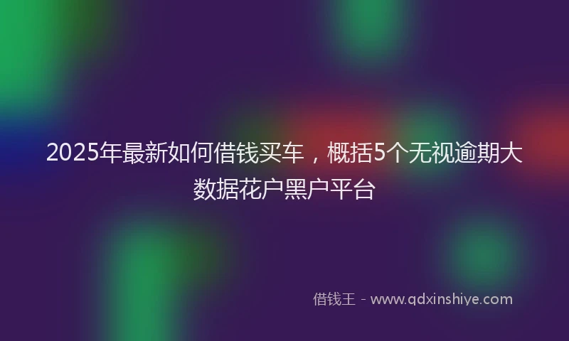 2025年最新如何借钱买车，概括5个无视逾期大数据花户黑户平台