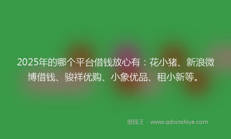 2025年的哪个平台借钱放心有：花小猪、新浪微博借钱、骏祥优购、小象优品、租小新等。