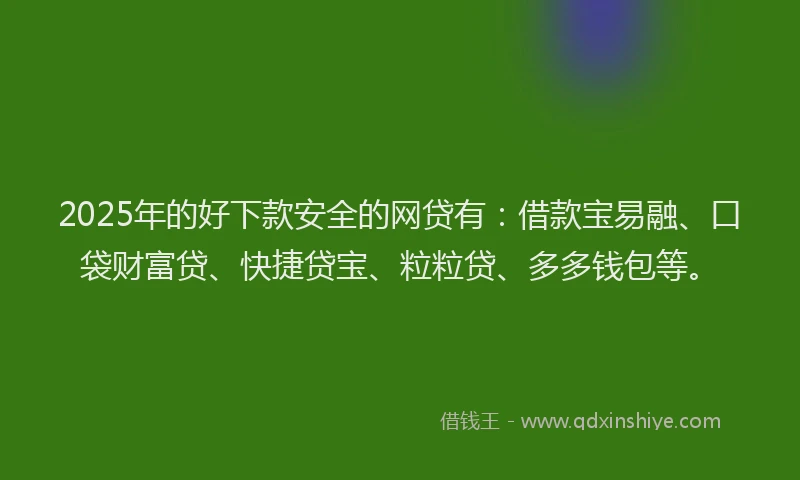 2025年的好下款安全的网贷有：借款宝易融、口袋财富贷、快捷贷宝、粒粒贷、多多钱包等。