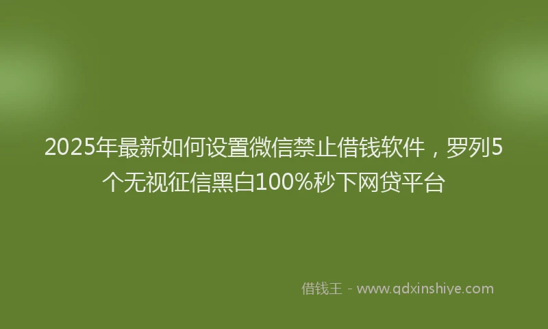 2025年最新如何设置微信禁止借钱软件，罗列5个无视征信黑白100%秒下网贷平台