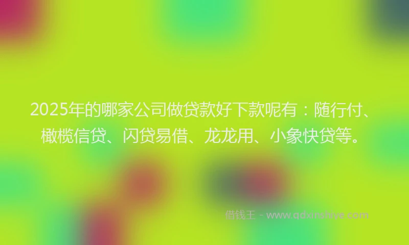 2025年的哪家公司做贷款好下款呢有：随行付、橄榄信贷、闪贷易借、龙龙用、小象快贷等。