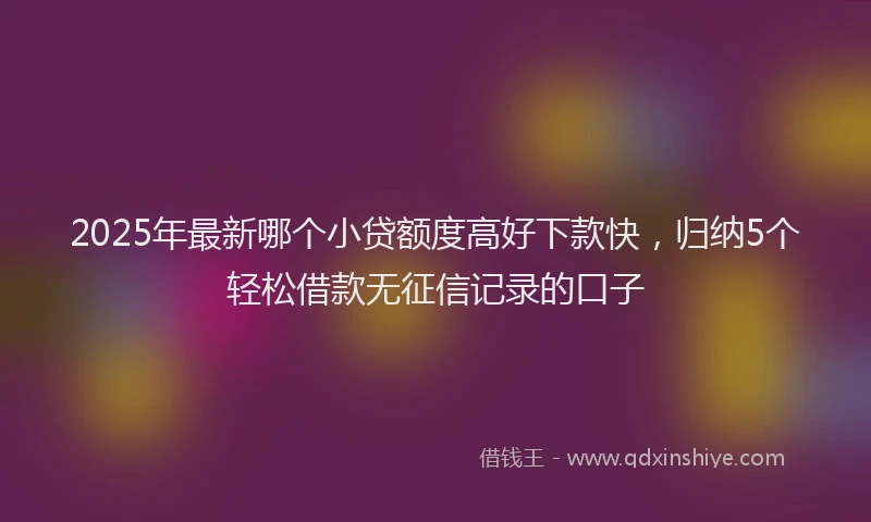 2025年最新哪个小贷额度高好下款快，归纳5个轻松借款无征信记录的口子