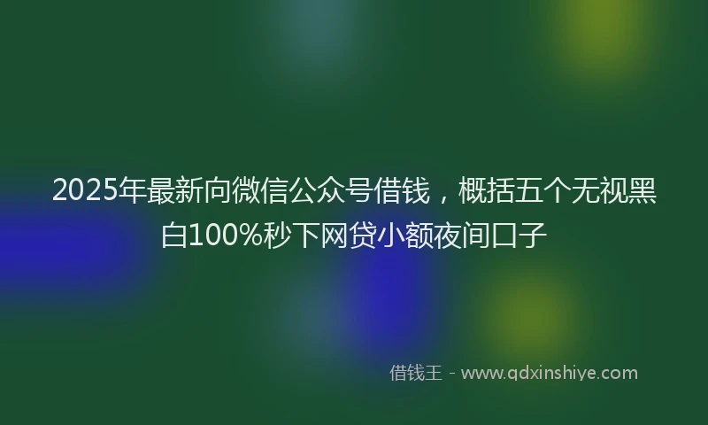 2025年最新向微信公众号借钱，概括五个无视黑白100%秒下网贷小额夜间口子