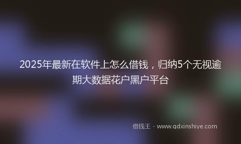 2025年最新在软件上怎么借钱，归纳5个无视逾期大数据花户黑户平台