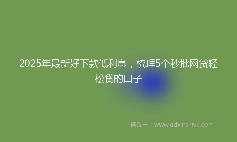 2025年最新好下款低利息，梳理5个秒批网贷轻松贷的口子