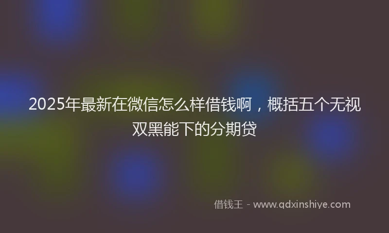 2025年最新在微信怎么样借钱啊，概括五个无视双黑能下的分期贷