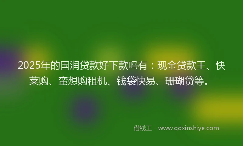 2025年的国润贷款好下款吗有：现金贷款王、快莱购、蛮想购租机、钱袋快易、珊瑚贷等。