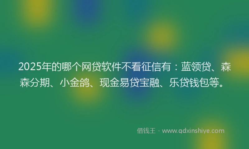 2025年的哪个网贷软件不看征信有：蓝领贷、森森分期、小金鸽、现金易贷宝融、乐贷钱包等。