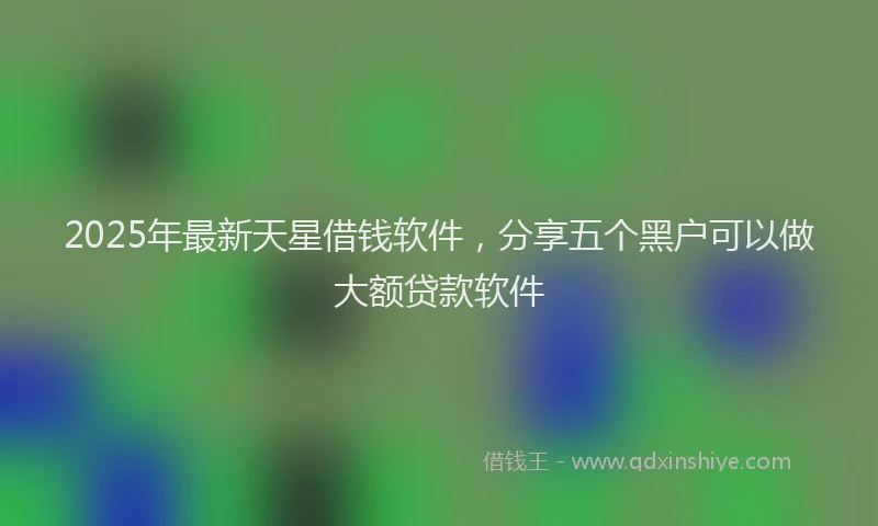 2025年最新天星借钱软件，分享五个黑户可以做大额贷款软件